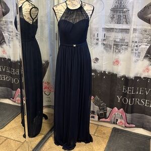 Cindy Navy Illusion Gown